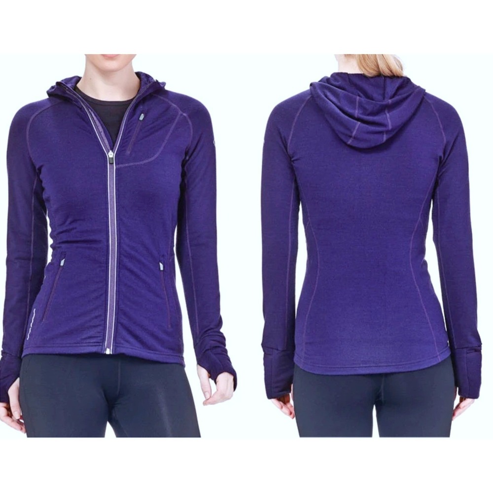 Icebreaker Quantum GT 260 Midweight Merino Wool Full Zip Hoodie L Purple *flaw*